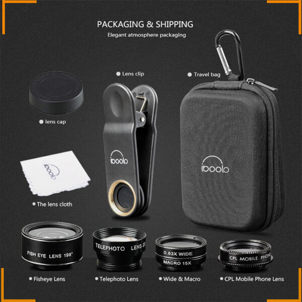 کیت لنز موبایل 5تایی ایبولو / IBOOLO 5-in-1 Lens Kit