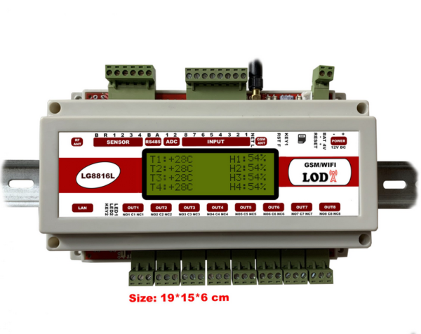 کنترل پیامکی 8 کاناله تایمردار با نمایشگر LG8816L