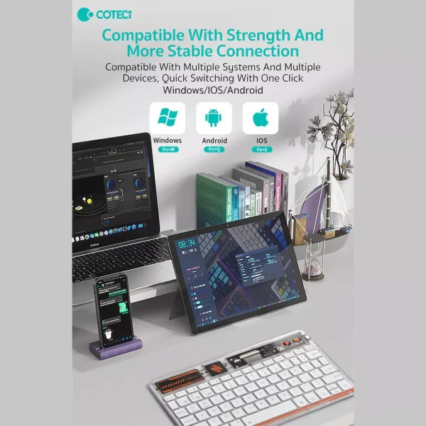 کیبورد بیسیم شفاف کوتسی مدل wireless keyboard transparent 84012
