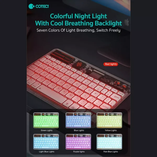 کیبورد بیسیم شفاف کوتسی مدل wireless keyboard transparent 84012