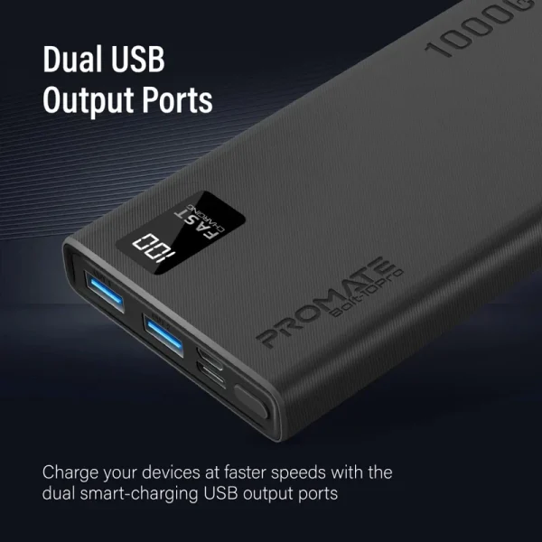 پاوربانک پرومیت مدل BOLT-10PRO.BLACK ظرفیت 10000 آمپر