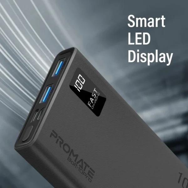 پاوربانک پرومیت مدل BOLT-10PRO.BLACK ظرفیت 10000 آمپر