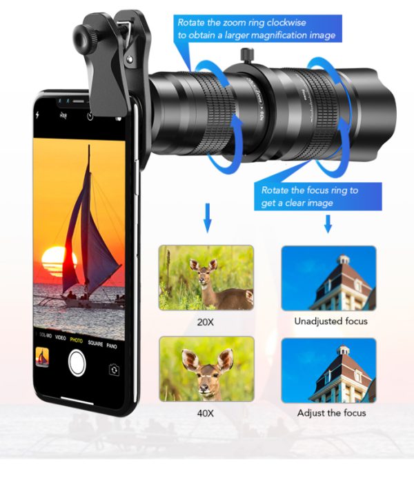 لنز موبایل تله زوم Apexel 20X-40X