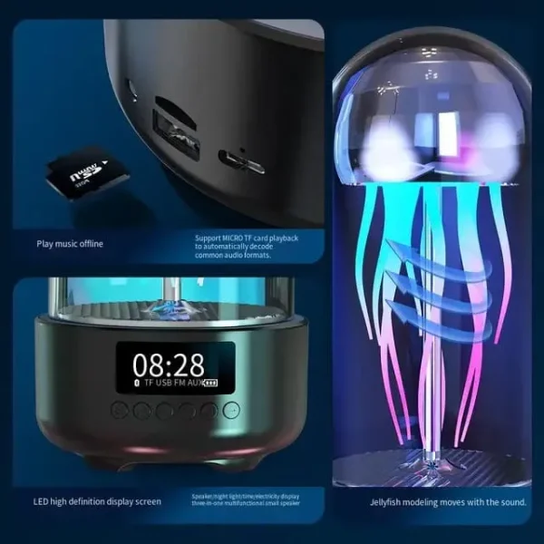 چراغ خواب عروس دریایی اسپیکر دار و ساعت دار Jellyfish