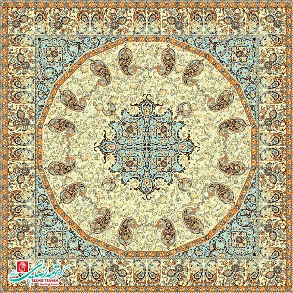 رومیزی ترمه مربع طرح فردوس