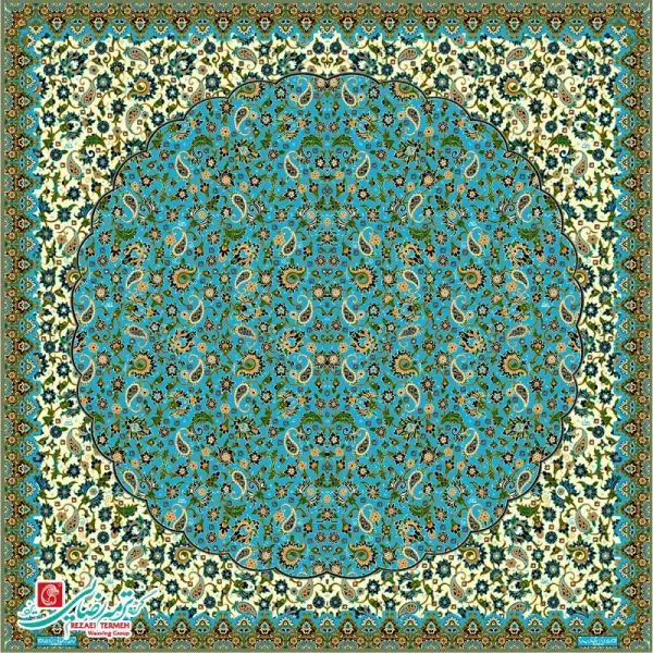 رومیزی ترمه مربع طرح مهتاب