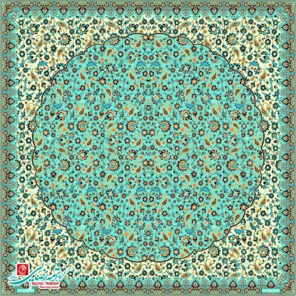 رومیزی ترمه مربع طرح مهتاب