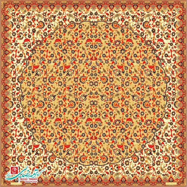 رومیزی ترمه مربع طرح مهتاب