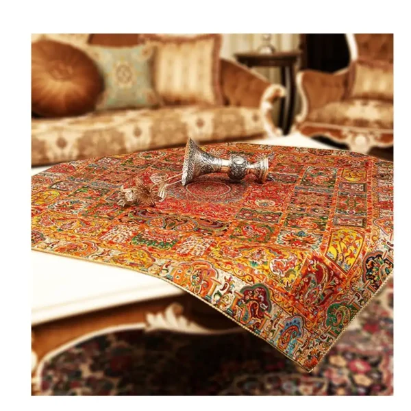 رومیزی مربع ترمه طرح وصال کد 844