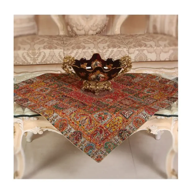 رومیزی مربع ترمه طرح وصال کد 844