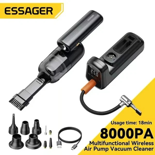 کمپرسور باد و جاروبرقی بی سیم چندکاره خودرو ESSAGER
