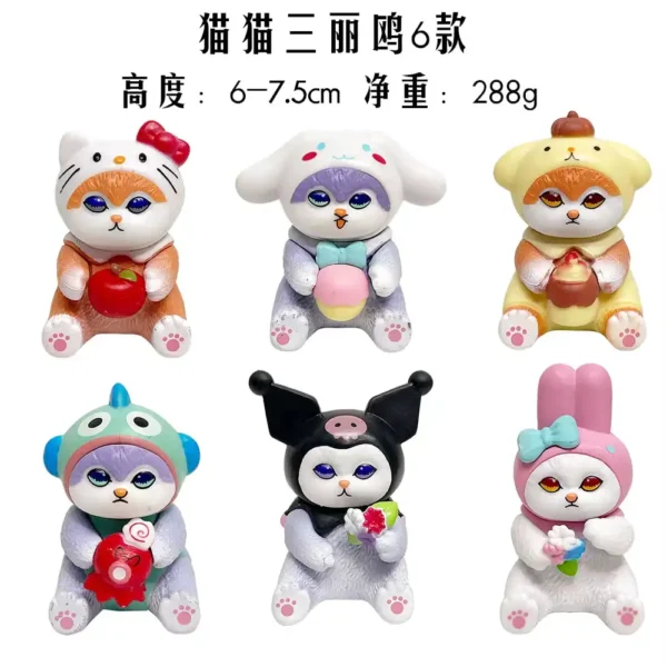 فیگور گربه‌ها Cats طرح کرومی و ملودی مجموعه 6 عددی کد 02